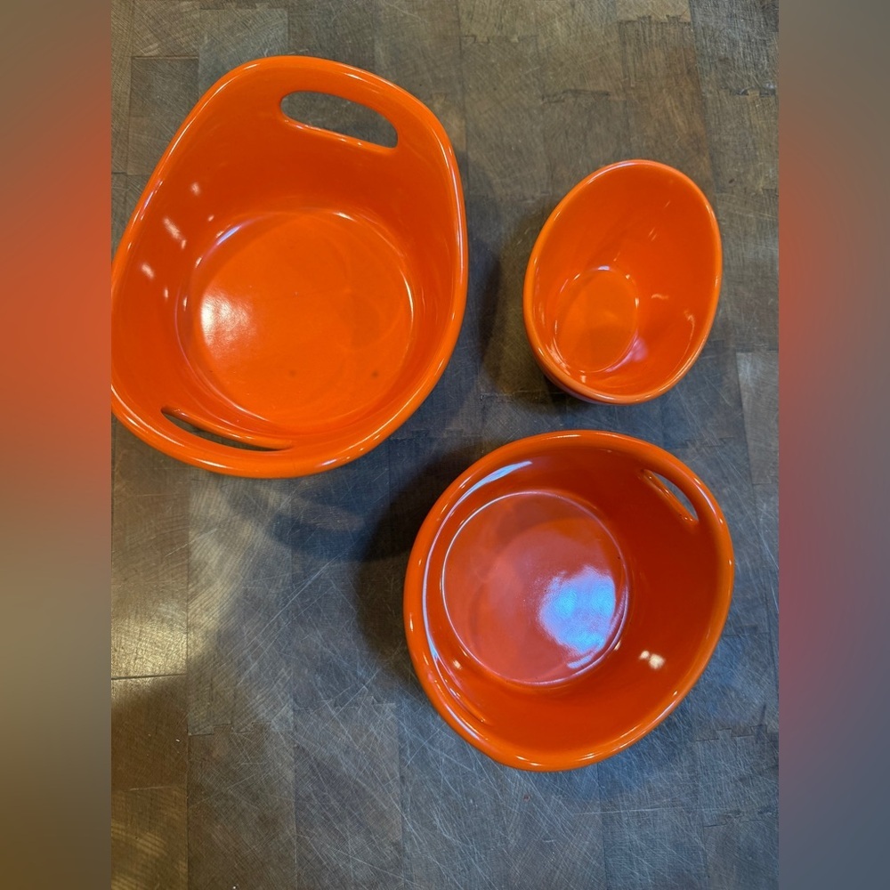 Rachael Ray Orange Ceramic Dish Set 4oz 10oz 12oz Small Bakeware Cooking Dishes